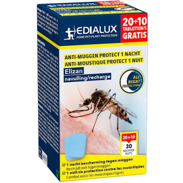 EDIALUX Elizan Protect Tabs Navulling Anti-muggen - 30 Nachten - Set Van 30 Stuks 3 EDIALUX Elizan Protect Tabs Navulling Anti-muggen - 30 Nachten - Set Van 30 Stuks