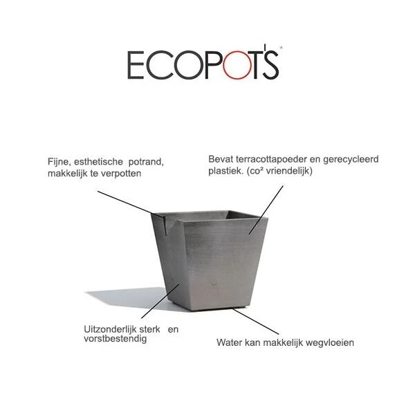 ECOPOTS Rotterdam - Grijs 50 Cm 5 ECOPOTS Rotterdam - Grijs 50 Cm - Afbeelding 3