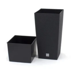 Bloempot Square Rattan - Grijs 40 × 40 × 75 Cm -Aanbiedingen Intieme Eden Winkel bloempot rattan 40 x 40 x 75 cm 1499764240 3 600