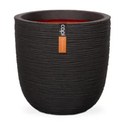CAPI Bloempot Bol Rib NL 43 × 41 Cm - Zwart