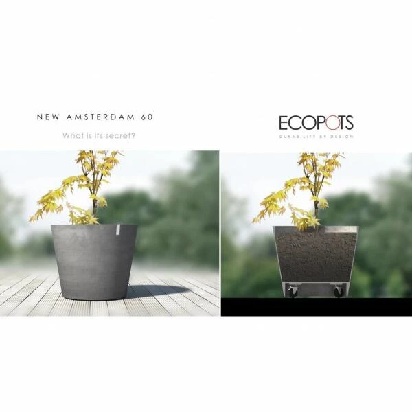 ECOPOTS Amsterdam Op Wielen - Grijs Ø 60 Cm 5 ECOPOTS Amsterdam Op Wielen - Grijs Ø 60 Cm - Afbeelding 3