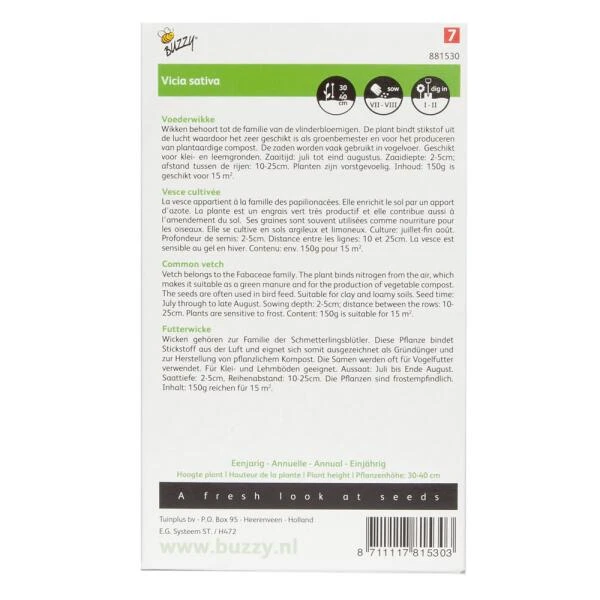 Groenbemester Wikke 150 G - 15 M² 4 Groenbemester Wikke 150 G - 15 M² - Afbeelding 2