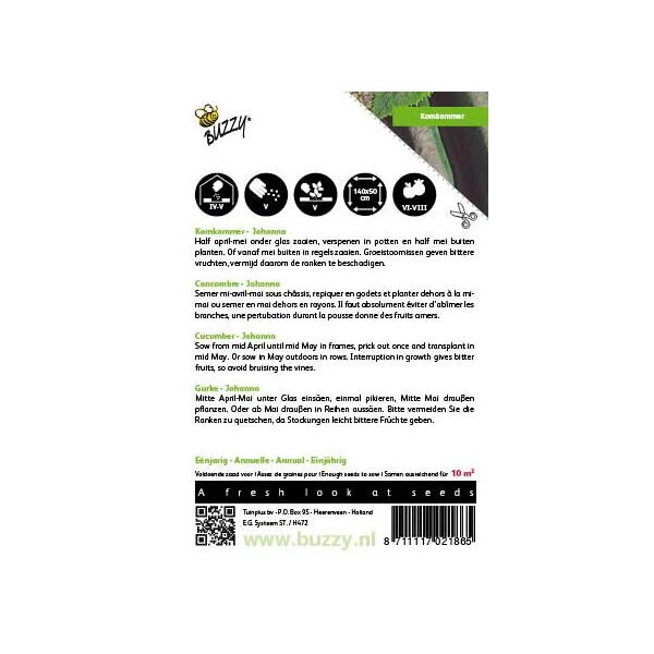 Komkommer Johanna - Cucumis Sativus 4 Komkommer Johanna - Cucumis Sativus - Afbeelding 2