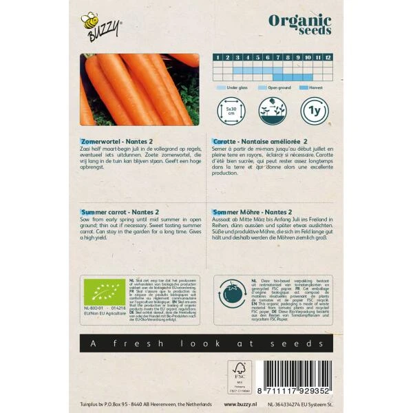 Zomerwortelen Nantes 2 BIO 4 Zomerwortelen Nantes 2 BIO - Afbeelding 2